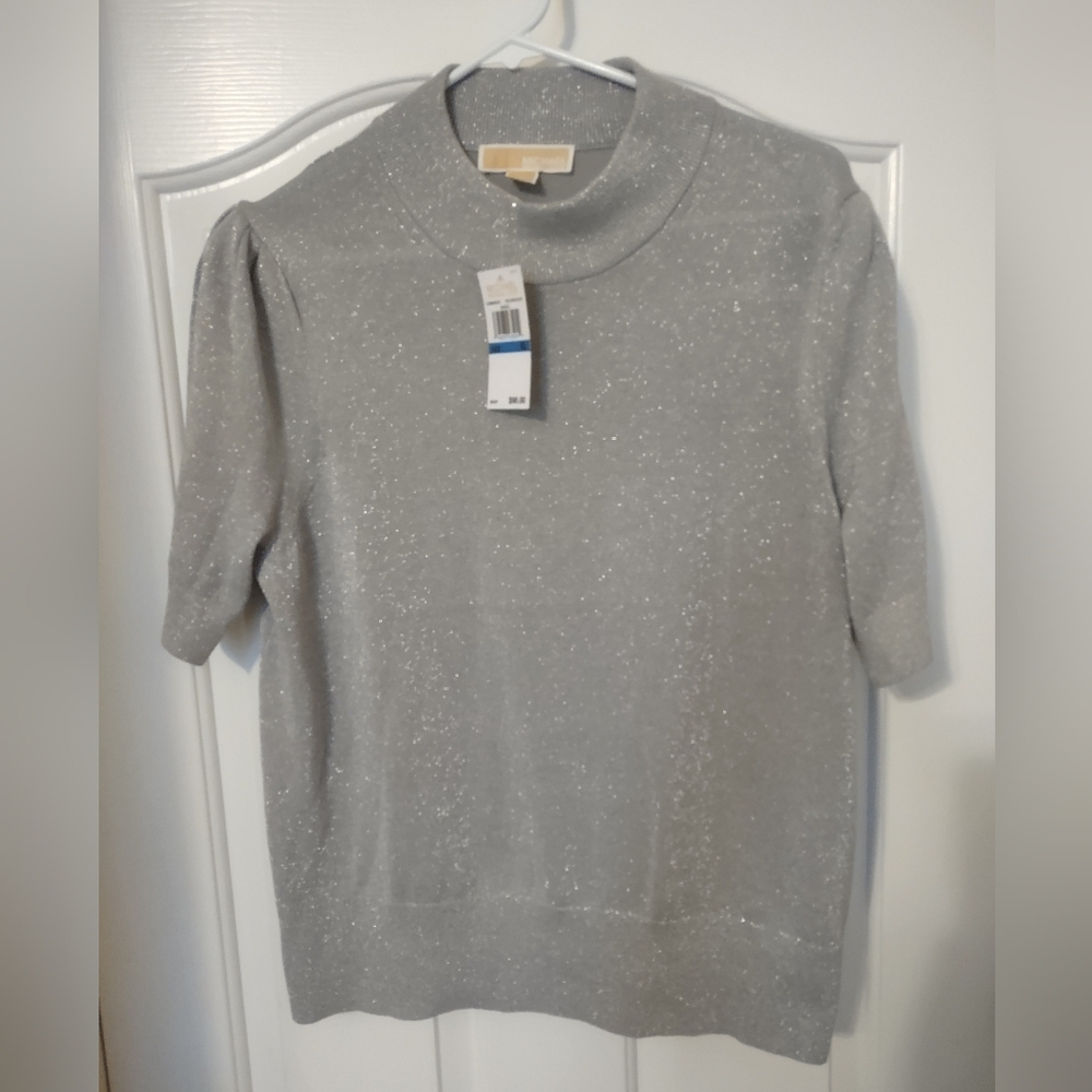 NWT Michael Kors Silver Shimmer Sweater Women's XL